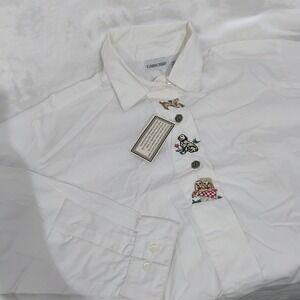 Vintage Cabin Creek Embroidered Puppy Dog Cottagecore Button Down Shirt Blouse W